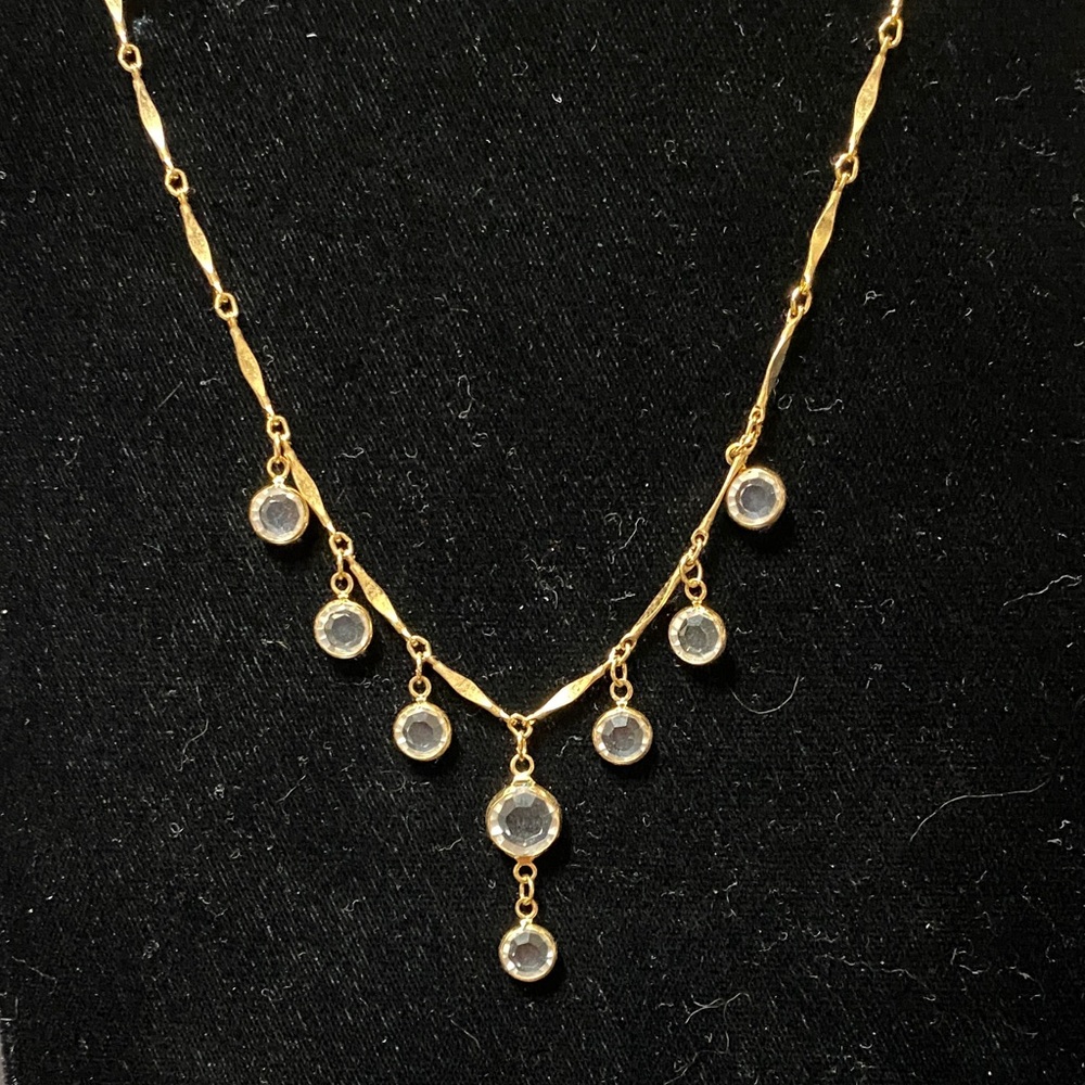 Vintage Gold and clear crystal Necklace